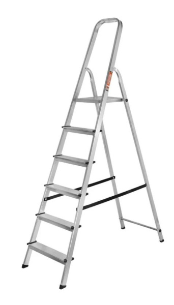 Изображение товара Стремянка Вихрь 73/5/1/4 алюминиевая бытовая с безопасной платформой