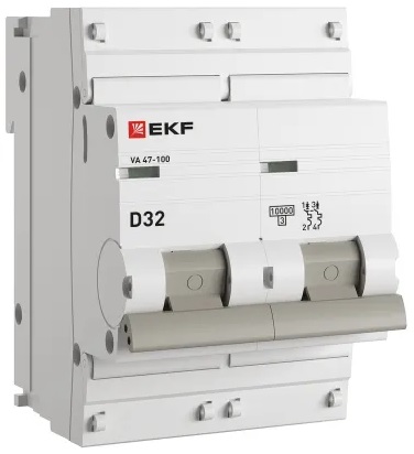 

Автоматический выключатель EKF mcb47100-2-32D-pro 2P 32А (D) 10kA ВА 47-100 PROxima, mcb47100-2-32D-pro