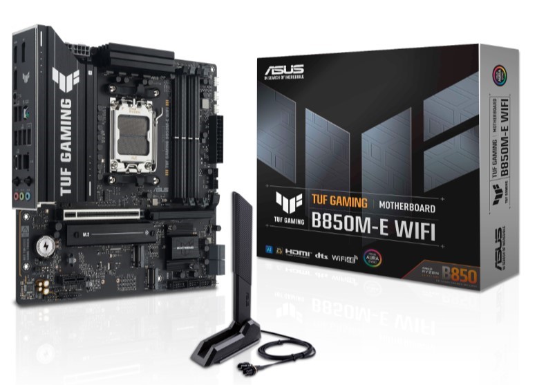 

Материнская плата mATX ASUS TUF GAMING B850M-E WIFI 90MB1LS0-M0EAY0 (AM5, AMD B850, 4*DDR5, 4*SATA, 3*M.2, 3*PCIe, WiFi, BT, 4*USB 3.2, 3*USB 2.0, HDM, TUF GAMING B850M-E WIFI