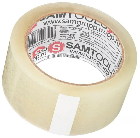Изображение товара Упаковочный скотч SAMGRUPP 50 мм × 100 м прозрачный прочный для упаковки и ремонта