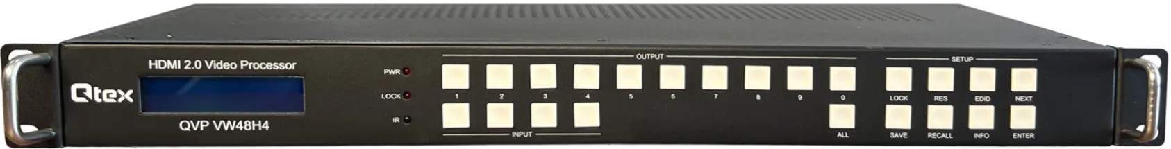 

Коммутатор матричный Qtex QVP VW48H4 бесподрывный 4х8 HDMI 4K60, видеопроцессор, контроллер видеостены, QVP VW48H4