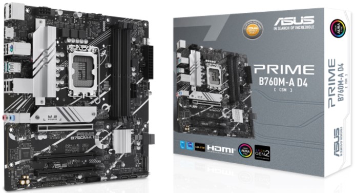 

Материнская плата mATX ASUS PRIME B760M-A D4-CSM (LGA1700, B760, 4*DDR4 (5333), 4*SATA 6G RAID, 2*M.2, 3*PCIE, 2.5Glan, HDMI, DP, 2*USB 3.2, 4*USB 2.0, PRIME B760M-A D4-CSM