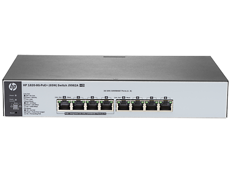 

Коммутатор PoE HP J9982A 1820-8G-PoE+, 4x10/100/1000, 4x10/100/1000 PoE+ (65W), WEB-managed), J9982A