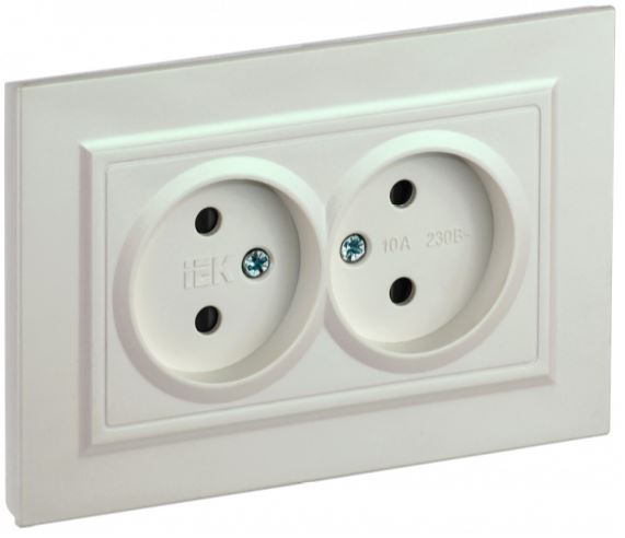 

Розетка двухместная без заземления в сборе IEK BR-R23-10-K36-F BRITE с защитными шторками 10А РСш12-2-БрЖ Жемчужный, BR-R23-10-K36-F