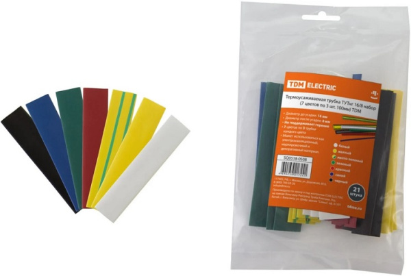 Изображение товара Трубка термоусаживаемая EKF ТТУ 16/8 для изоляции кабелей