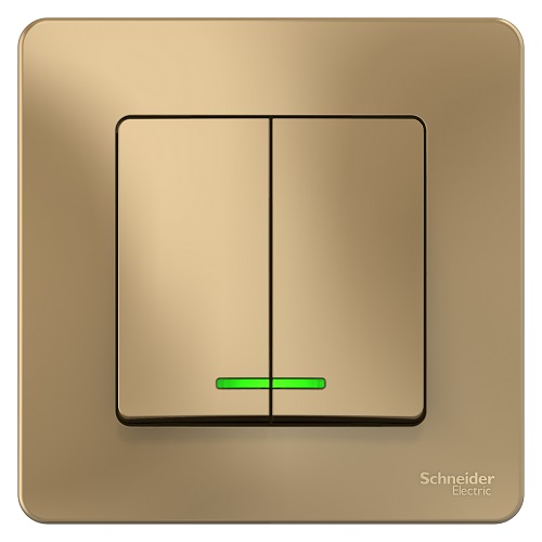 

Выключатель Schneider Electric BLNVS010514 2-клавишный с подсветкой, 10А, 250B Титан внутр, BLNVS010514