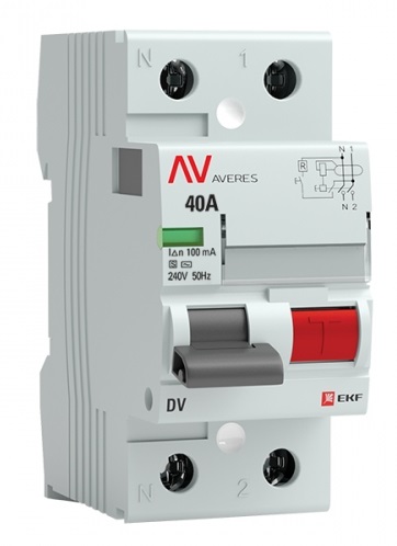 

УЗО EKF rccb-2-40-100-s-av DV 2P 40А/100мА (S) AVERES, rccb-2-40-100-s-av