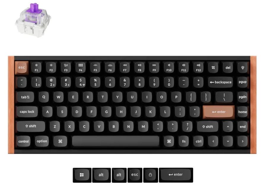 

Клавиатура Wireless Keychron K2H-F1-RU 84 клавиши, Gateron 2.0 magnetic switch Nebula, RGB, Hot-Swap, Алюминий + дерево, K2H-F1-RU