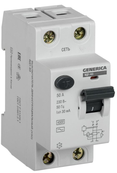 Изображение товара УЗО GENERICA MDV15-2-050-030