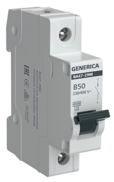 Изображение товара GENERICA MVA21-1-050-B-G — модульный автомат, 50 А, 230 В