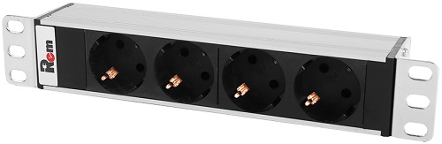 

Блок розеток ЦМО R-10-4S-220-Z Rem-10 без шнура, 4 Sсhuko, вход IEC 60320 C14, 10 A, алюм., 10", R-10-4S-220-Z