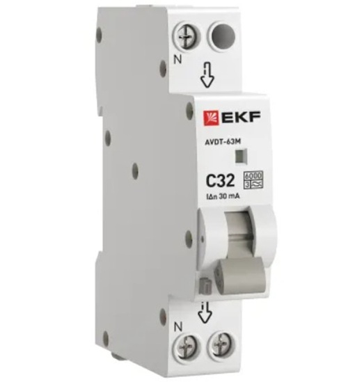

Автомат дифференциальный EKF D636EA32C30 АВДТ-63М 1P+N 18мм 32А характеристика С 30мА тип A электронный 6кА PROXIMA, D636EA32C30