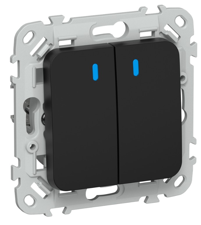 

Переключатель двухклавишный IEK FI-V22-1-10-1-K02 FLITE с индикацией 10А ВС62-1-1-ФлЧ черный, FI-V22-1-10-1-K02