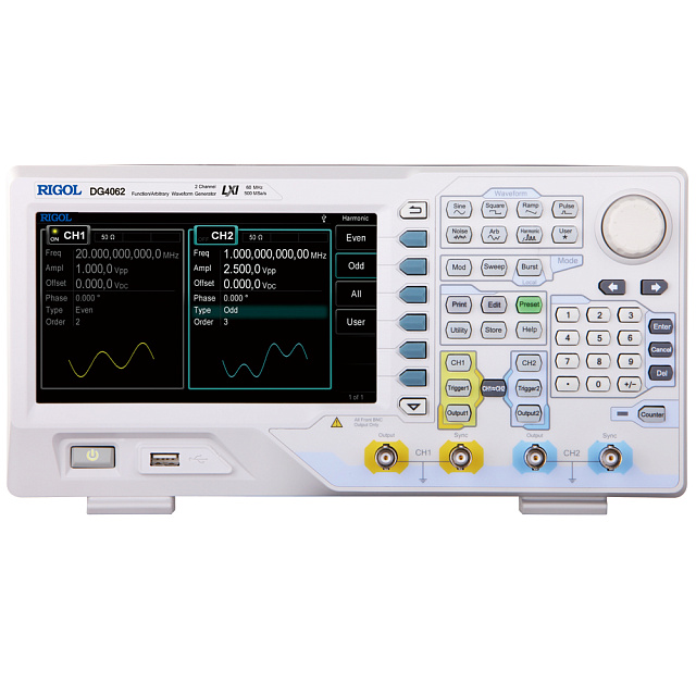 

Генератор сигналов Rigol DG4062 60MHz, 2CH, 500MSa/s, 14bits, 7digits/s Frequency Counter, DG4062