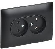 фото Розетка двухместная без заземления в сборе  IEK SK-R20-10-K02-F