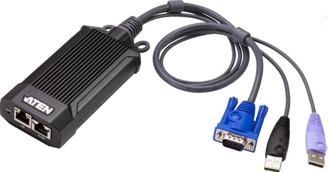 

Модуль Aten KG1900T-AX адаптер, KVM VGA+K/M USB 2.0, 100 метр., 1xUTP Cat5e, для подкл.комп.к перекл. KG0016/KG0032, макс.раз.1900х1200, 2xRJ45+HD-DB1, KG1900T-AX