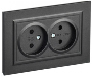 фото Розетка двухместная без заземления в сборе  IEK BR-R23-10-K02-F