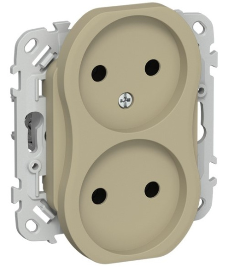 Изображение товара Розетка IEK FI-R23-10-1-K59 Флитe без заземления, 2 гнезда, IP20, хаки