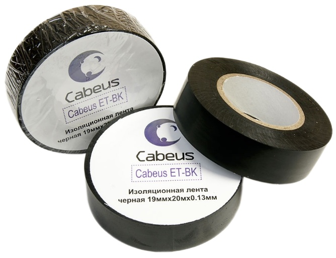 

Изолента Cabeus ET-BK черная 19ммх20мх0.13мм, ET-BK