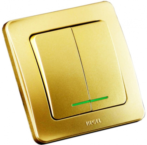 Изображение товара Двухклавишный выключатель HEGEL ВС10-352-07 для дома и офиса