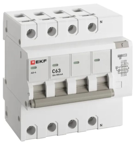 Изображение товара Автомат дифференциальный EKF DA4-6-63-300-pro