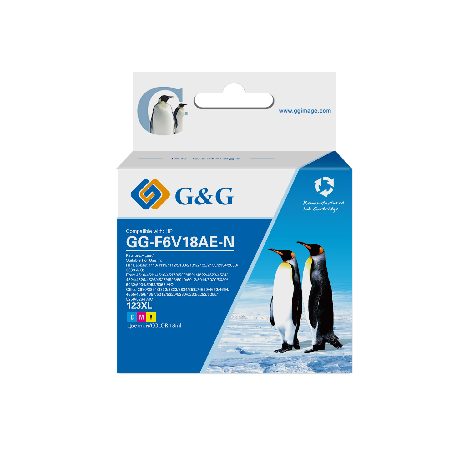

Картридж G&G GG-F6V18AE-N струйный 123XL голубой/пурпурный/желтый (18мл) для HP DJ 1210/1212/1212/2130/2131/2132/2133/2134/2630/3639 AIO;Envy 4510/451, GG-F6V18AE-N