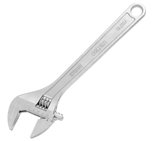 

Ключ разводной Deli DL015A 350мм, диапазон регулировки 0-46мм, инструментальная сталь, хромированная отделка, DL015A