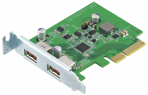 

Адаптер QNAP QXP-10G2U3A двухпортовый USB, 2 порта 10 Гбит/с USB 3.2 Gen 2, PCIe Gen3 x2, QXP-10G2U3A