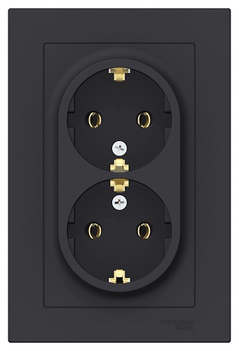 

Розетка Schneider Electric ATN001024 AtlasDesign, двойная, с заземлением, 16А, в сборе, карбон, ATN001024