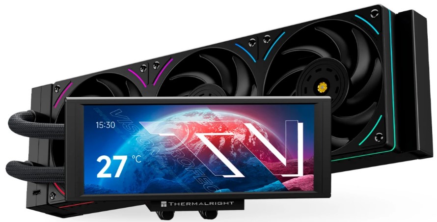 

Система охлаждения жидкостная Thermalright Trofeo Vision 360 ARGB Black LGA115x/1200/1700/1851/AM4/AM5 (3*120mm, 2150rpm, 69CFM, 27dBa), Trofeo Vision 360 ARGB Black