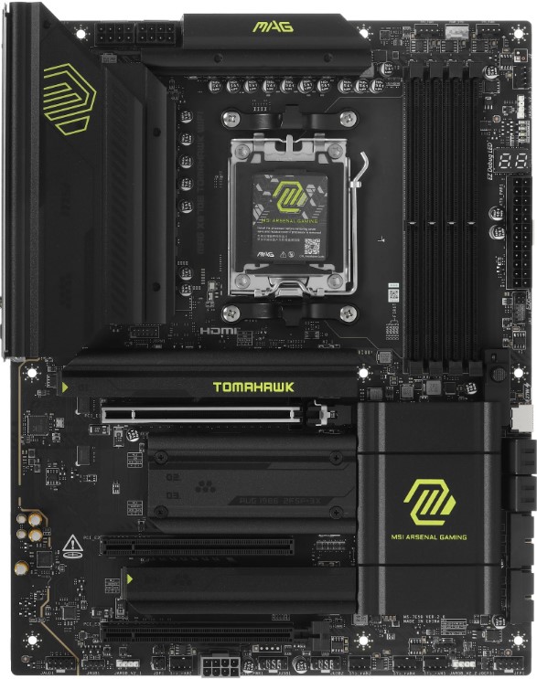 

Материнская плата ATX MSI MAG X870E TOMAHAWK MAX WIFI PZ (AM5, AMD X870E, 4*DDR5 (8400), 3*PCIe, 4*M.2, 4*SATA, WiFi, BT, 2*USB 4, 6*USB 3.2, 4*USB 2., MAG X870E TOMAHAWK MAX WIFI PZ