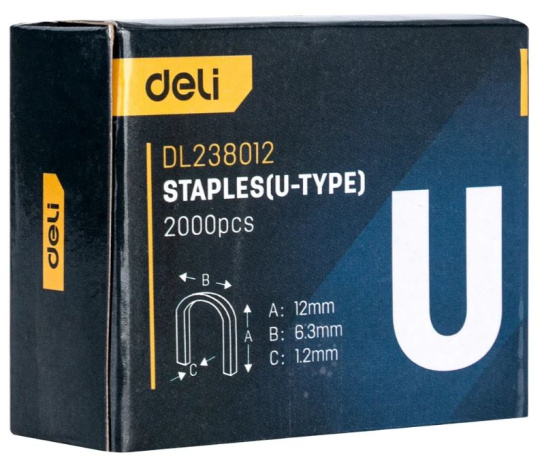 Изображение товара Deli DL238012 Набор скоб 2000 шт прочный материал для крепежа
