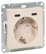 фото Розетка с заземлением с 2 USB  EKF UP1-SOI-111-2USBC