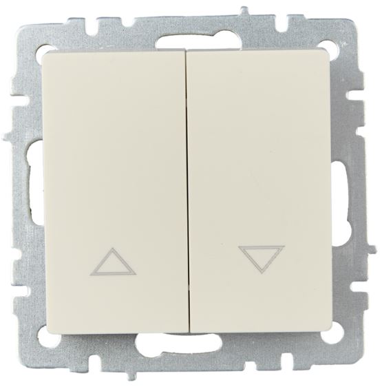 

Выключатель двухклавишный для жалюзи IEK BR-V15-0-10-K10 BRITE 10А ВС10-1-5-БрКр Бежевый, BR-V15-0-10-K10