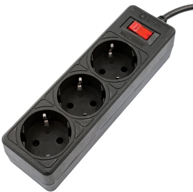 

Сетевой фильтр 5bites SP3B-505U GARDA 3S/3*0.75mm2/0.5m/black, SP3B-505U