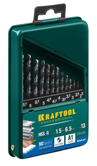 

Набор сверл Kraftool 29651-H13 по металлу 13шт., 29651-H13
