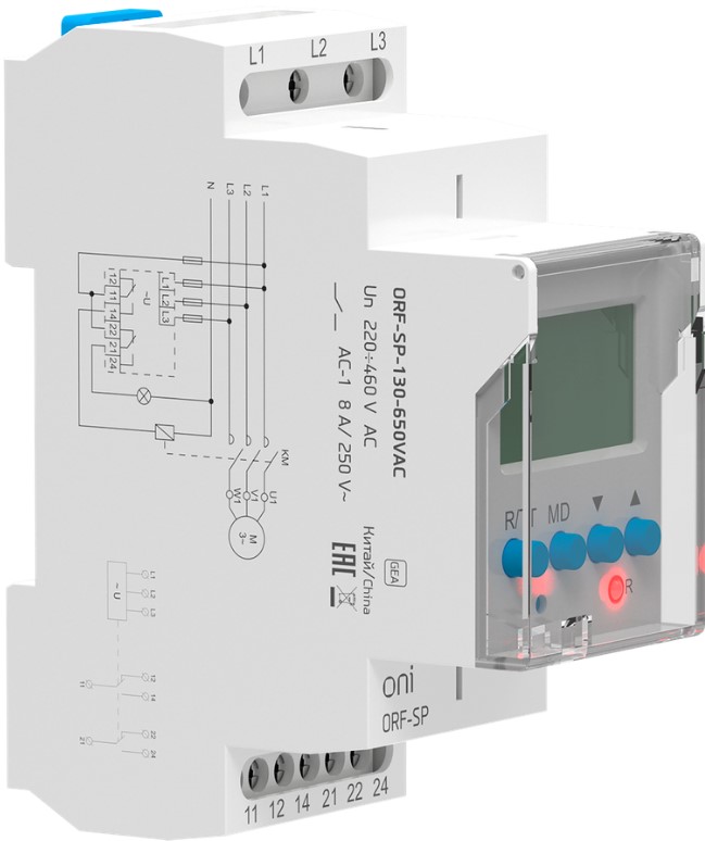 

Реле контроля фаз ONI ORF-SP-130-650VAC ORF-SP 3 фазы 2 контакта 130-650В AC, ORF-SP-130-650VAC