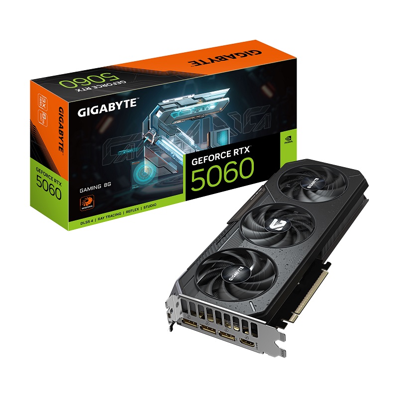 

Видеокарта PCI-E GIGABYTE GeForce RTX 5060 GAMING (GV-N5060GAMING-8GD) 8GB GDDR7 128bit 5nm 2497/28000MHz HDMI 3*DP, GeForce RTX 5060 GAMING (GV-N5060GAMING-8GD)