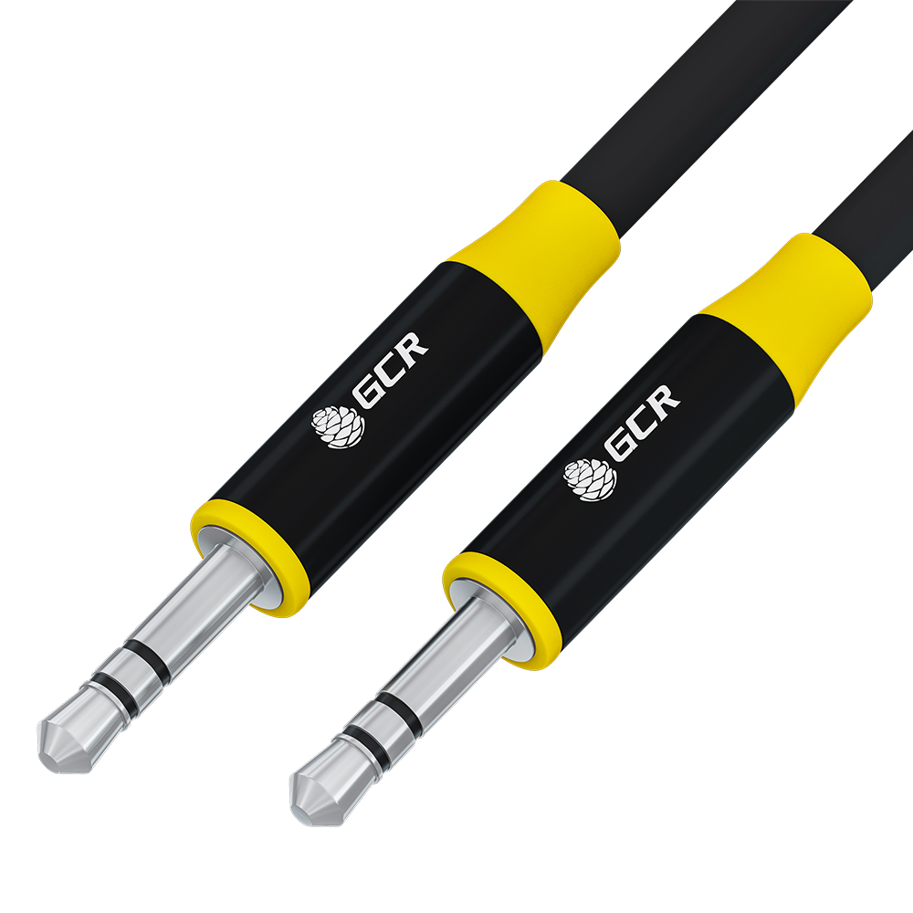 

Кабель аудио Greenconnect GCR-54754 0.5m jack 3.5mm/jack 3.5mm черный, AL case черный, желтая окантовка, M/M, GCR-54754