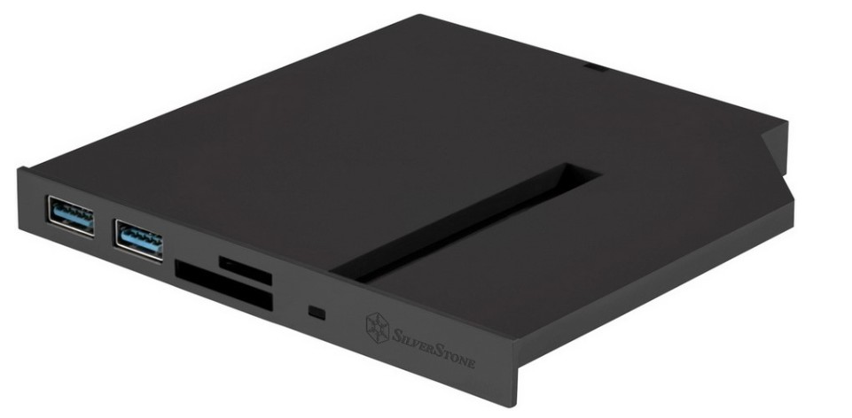 

Панель SilverStone SST-FPS01 G56FPS01BA00020 с разъемами в слот Slim ODD, 2*USB 3.0, microSD/SD cardreader, SATA Type M.2 SSD, SST-FPS01