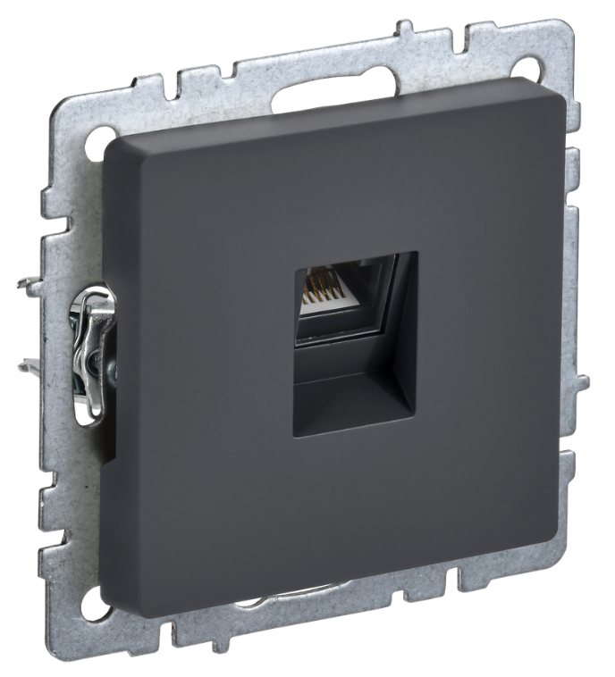 

Розетка компьютерная IEK BR-K10-1-K53 BRITE RJ45 кат.5E РК10-БрГ Графит, BR-K10-1-K53