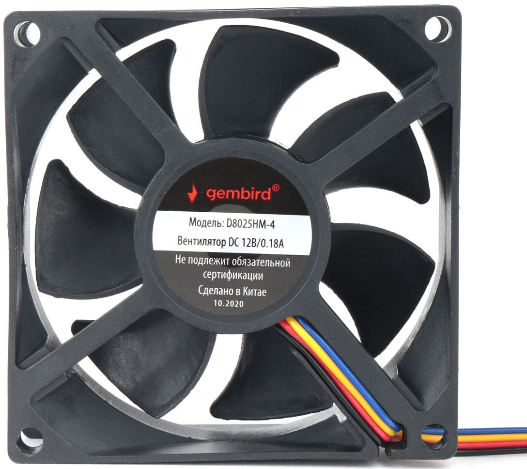 

Вентилятор для корпуса Gembird D8025HM-4 80x80x25mm, 3000rpm, 30.5CFM, 32.35dBA, 4pin, D8025HM-4