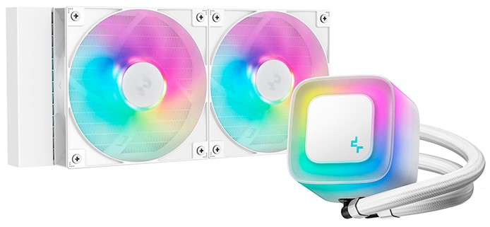 

Система охлаждения жидкостная Deepcool LE240 PRO WH LGA1851/1700/1200/115X/AM5/AM4 (TDP 250W, 2*120mm, 400-2400rpm, 66.23CFM, 36.07dBa), LE240 PRO WH