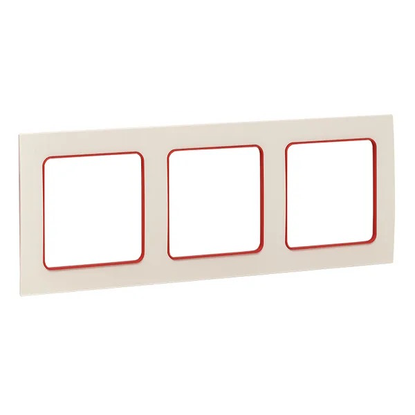 

Рамка EKF EAM-G-304-10 Стокгольм белая с линией цвета красный тройная, EAM-G-304-10