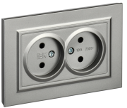 фото Розетка двухместная без заземления в сборе  IEK BR-R20-10-K46-F