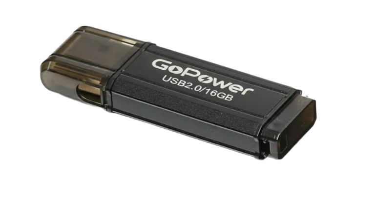 

Накопитель USB 2.0 16GB GoPower Hit 00-00035946 металл, черный, Hit