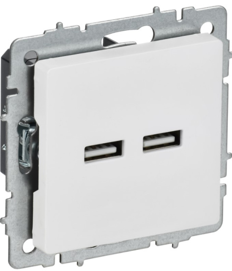 Изображение товара IEK BR-U21-D31-K91 розетка с USB 2 порта 5В 3.1А встроенная