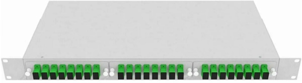 Изображение товара Стоечный оптический кросс Vimcom СКРУ-1U-24SC/А-SM-24AD+24PT/G-GR 1U для оптоволокна