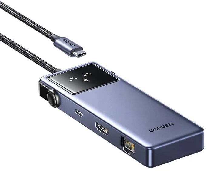 

Док-станция UGREEN CM888 45155_ UNO 7-in-1 4K/60Hz USB-C+3*USB-A+Ethernet+PD 100W+HDMI Hub. Цвет: серый, CM888