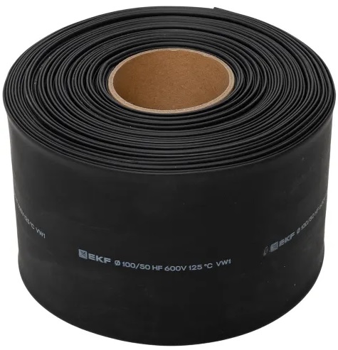 

Термоусаживаемая трубка EKF tut-100-b ТУТ нг 100/50 черная рулон, tut-100-b